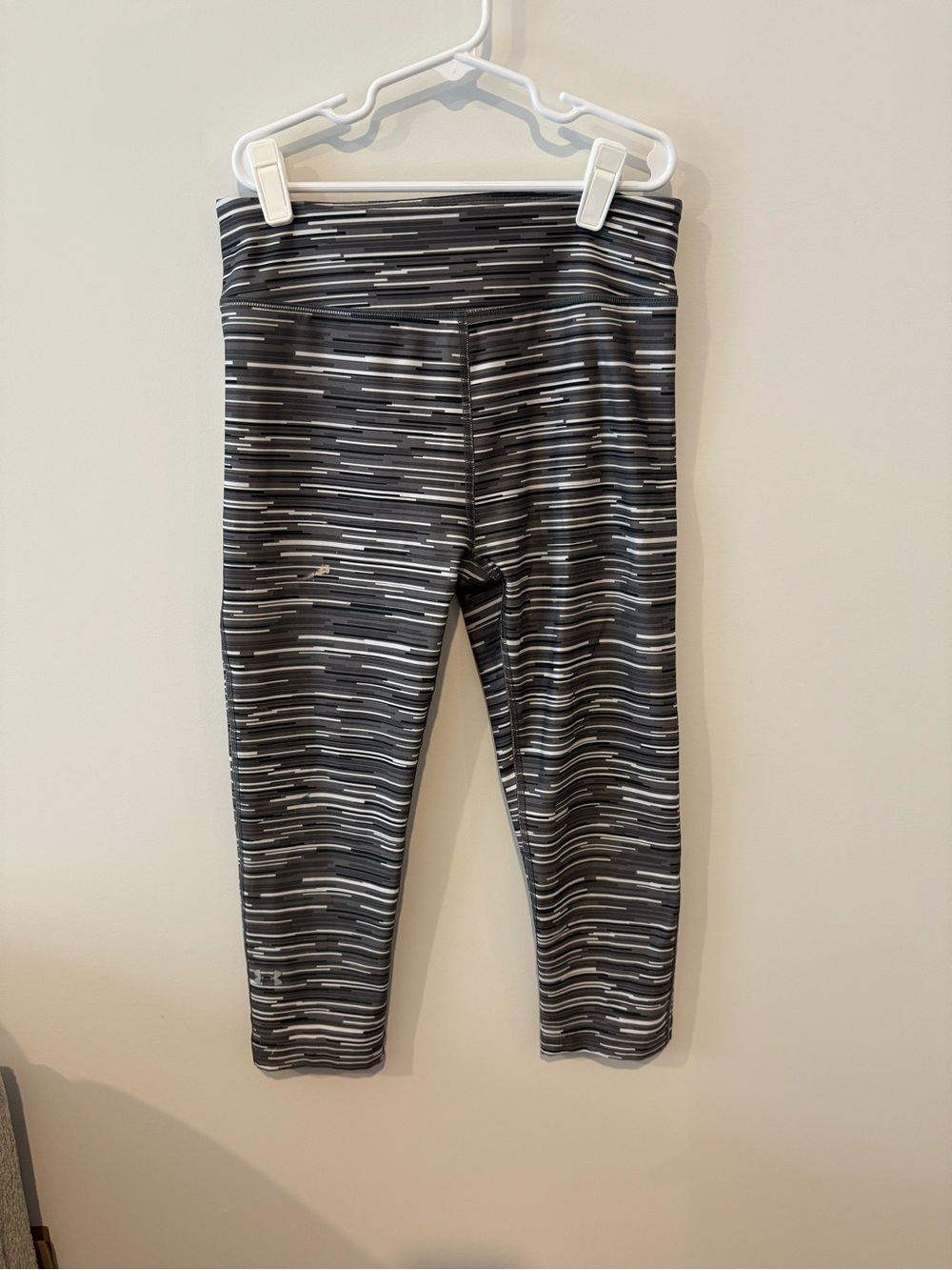 Under Armour Black & Gray Striped Capri Leggings